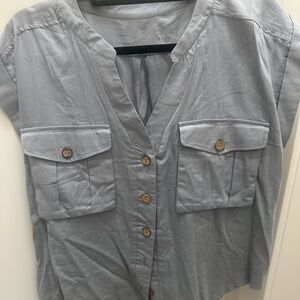 Gray Button Down Shirt for Women